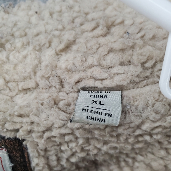 Levis Faux Leather Sherpa Lined Bomber Jacket Mens XL Brown - Picture 4 of 14